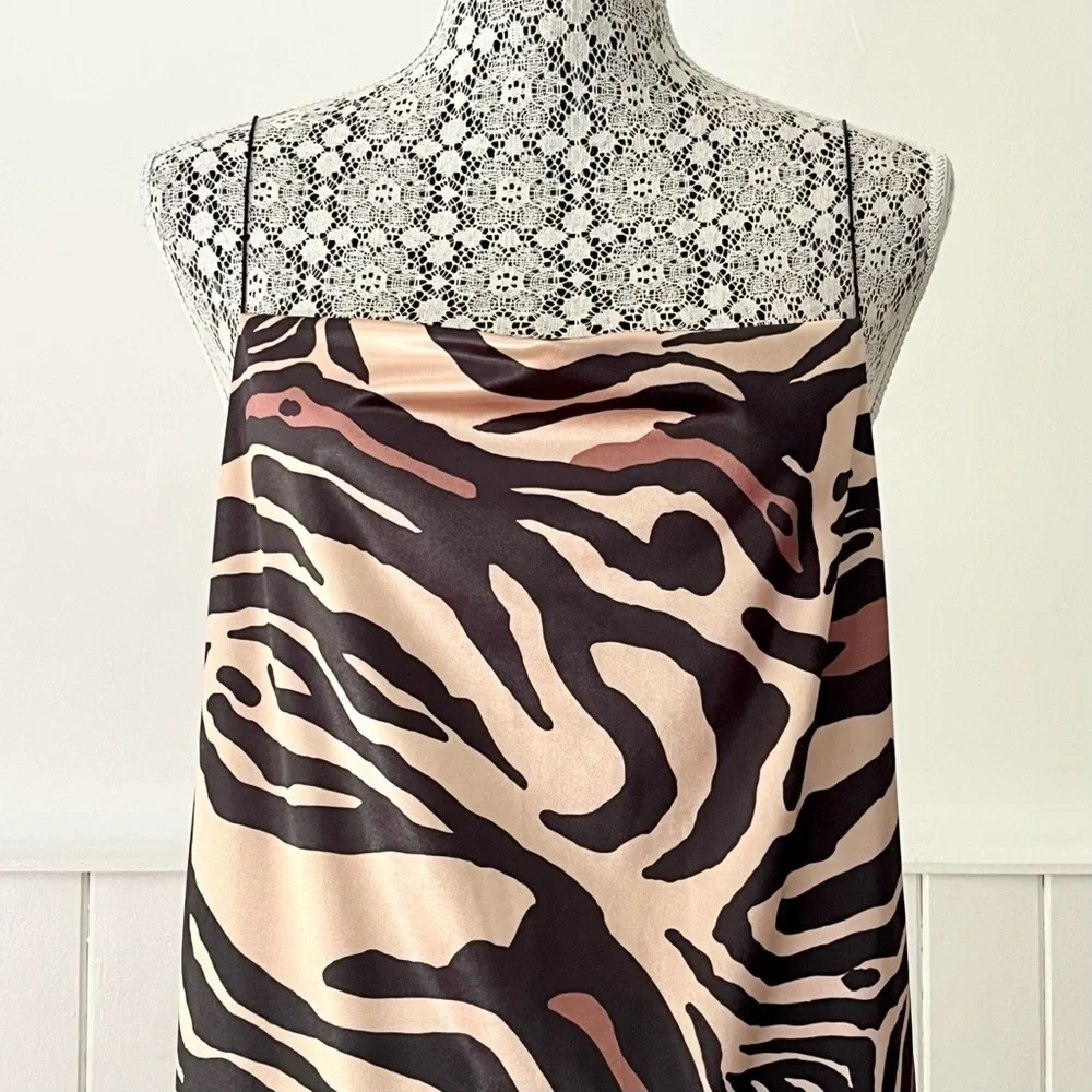 Zara Animal Print Slip Dress Size M - Picture 2 of 15